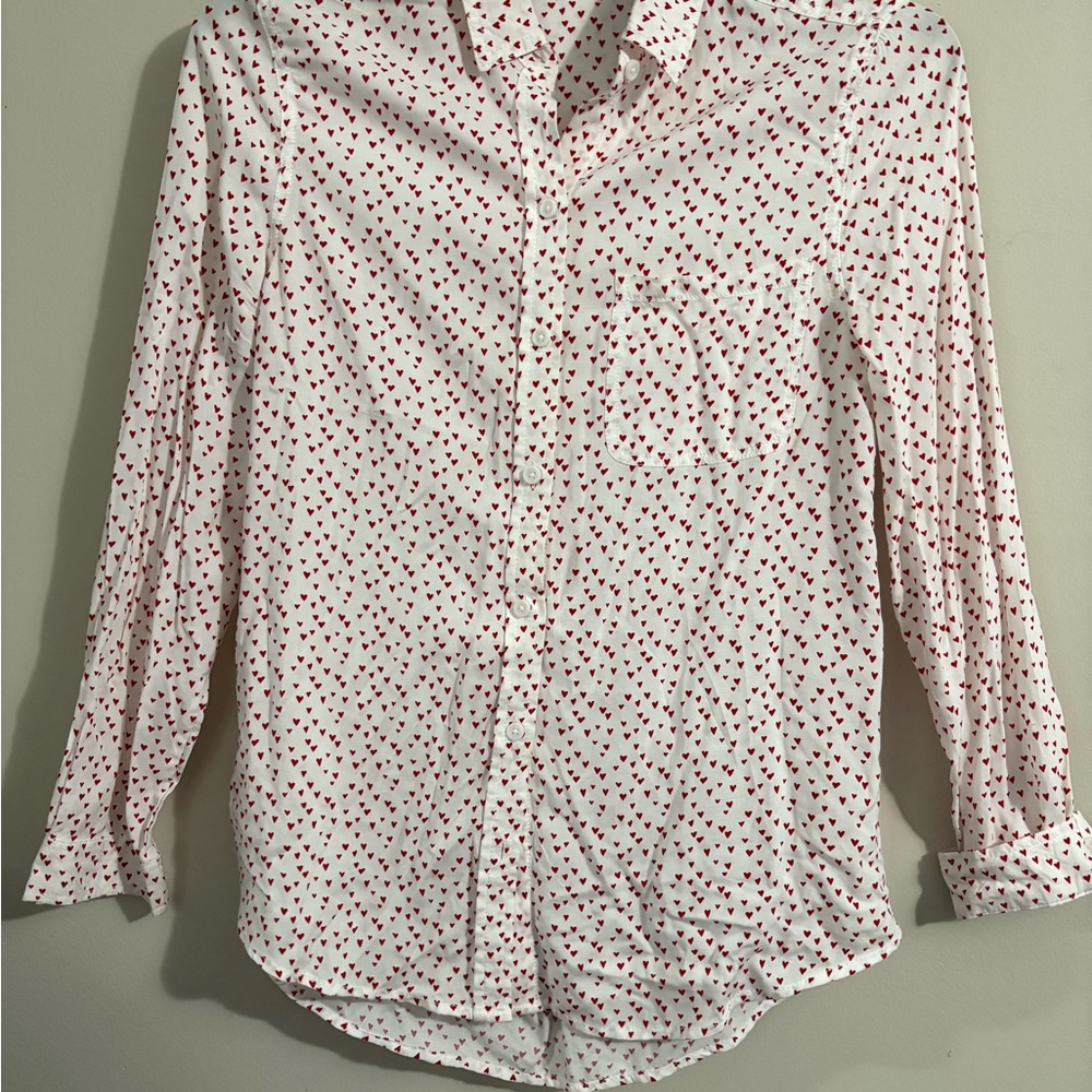 Beachlunchlounge White and Red Button Down Shirt
